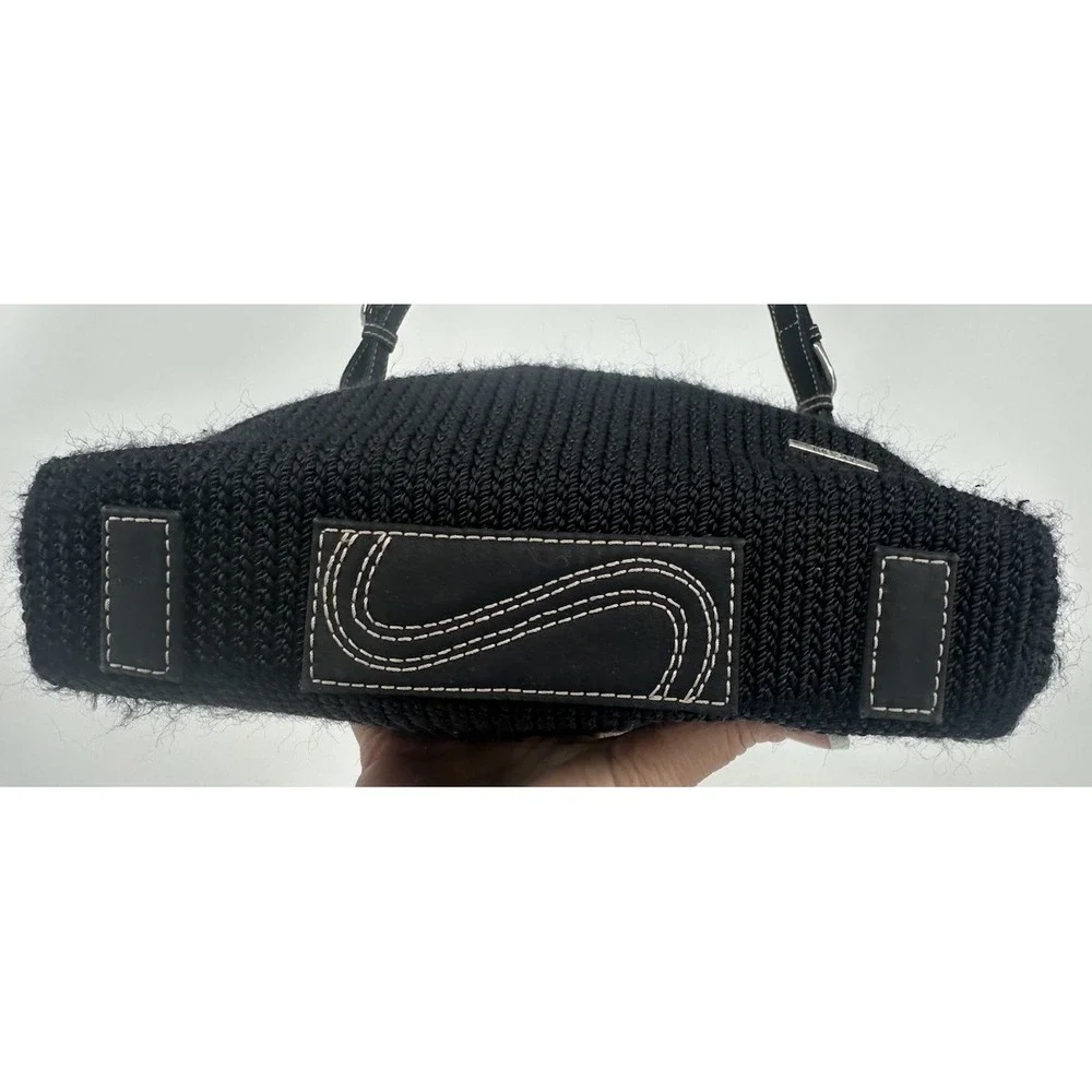The Sak Handbag Purse Black‎ Woven Medium Adjustable Strap Logo Lined Shoulder